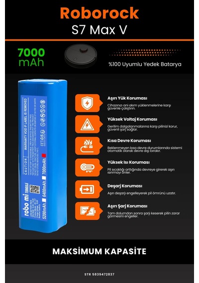 Roborock S7 Maxv 7000mAh Robot Süpürge Bataryası