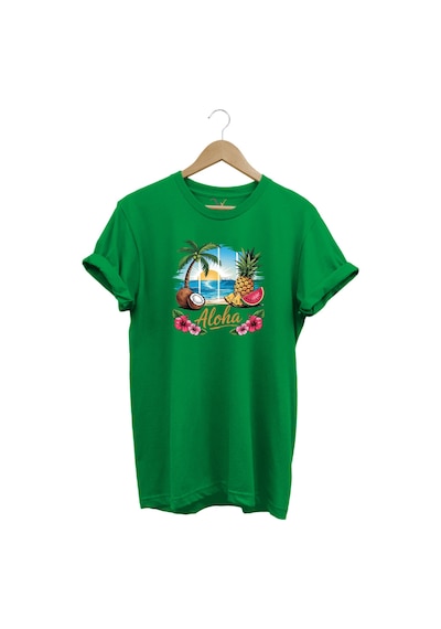 Summer Vibes Aloha Yazılı Hindistan Cevizi Yaz Kumsal Baskılı %100 Pamuk Unisex Regular Fit T-shirt Yeşil Summer Vibes Aloha Yazılı Hindistan Cevizi Yaz Kumsal Baskılı %100 Pamuk Unisex Regular Fit T-shirt Yeşil