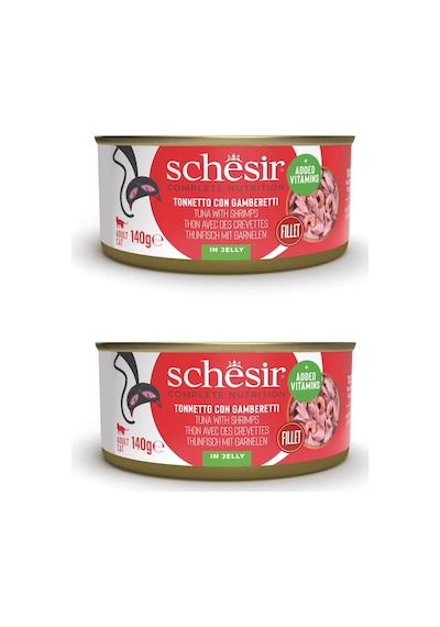Schesir Ton Ve Karidesli Tam Ve Dengeli Kedi Konserve Jöleli 140 Gr. X 2 Adet
