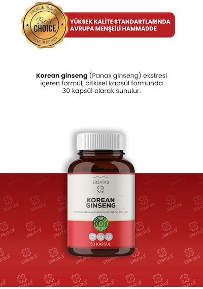 Erbatab Kırmızı Kore Ginsengi Eki Korean Ginseng 30 Kapsül