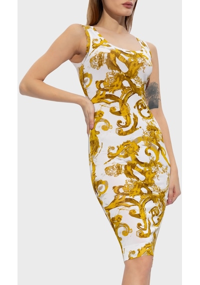 Versace Jeans Couture Bayan Elbise 76hao9b6 Js291 G03 Beyaz-gold Altın - Beyaz