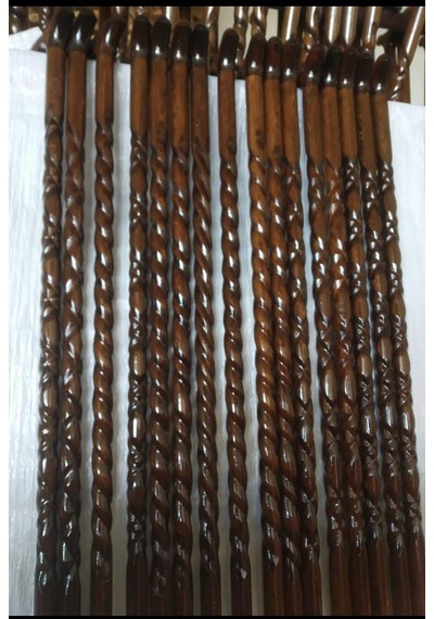 Özel 100 Cm Baston Ceviz Oymalı Lüks Sağlam Kaliteli Baston