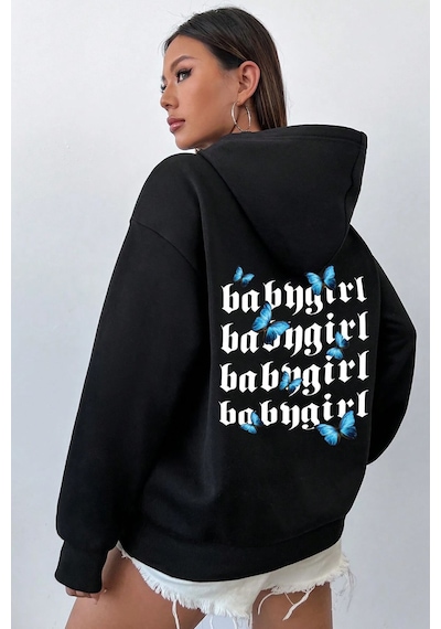 Uyguntarz Baby Girl Baskılı Sweatshirt siyah