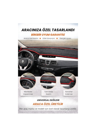 Mazda 3 2009-2013 Torpido Örtüsü Panel Halısı Koruma Torpido Koruma Araca Özel Kaymaz Kolay Montaj - 876 Stiloto