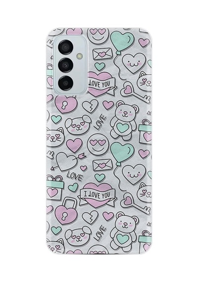 Samsung Samsung Galaxy Uyumlu A04s Kılıf Resimli Desenli Silikon Platinium Series I Love You 1882