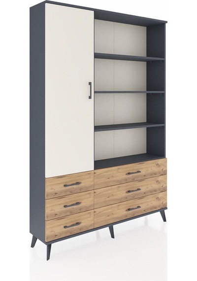 Arges Dolap 8 Raflı 6 Çekmeceli Tek Kapaklı 132x30x195 Antrasit-aytaşı/çam Aytası/atlas Çam Arges Dolap 8 Raflı 6 Çekmeceli Tek Kapaklı 132x30x195 Antrasit-aytaşı/çam Aytası/atlas Çam