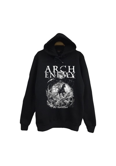 Arch Enemy Baskılı Unisex %100 Pamuk Siyah Kapüşonlu Sweatshirt Siyah