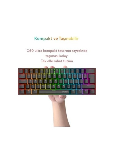 Amber Type-c Bağlantılı Rgb Ledli Mekanik Gaming Oyuncu Klavye Q Red Switch