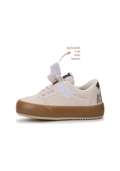 Kiko Kids Rida Günlük Bağcıklı Kız Çocuk Spor Ayakkabı Krem - Siyah Krem - Siyah