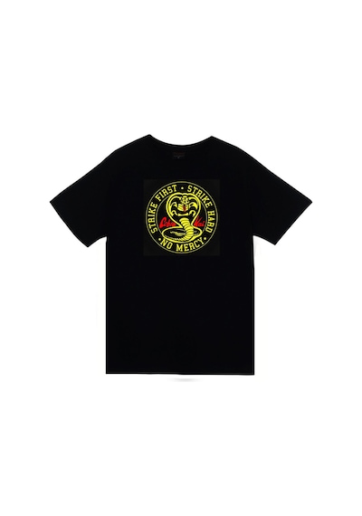 Stoned&Fame Cobra Kai Dizi Baskılı Unisex %100 Pamuk Siyah T-shirt SIYAH Siyah