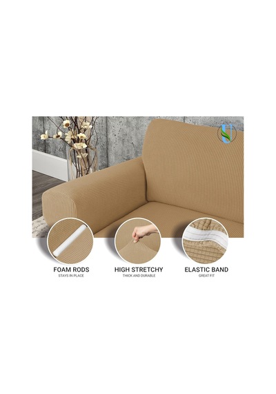 Uy Style Likrali Tek Kişilik Koltuk Örtüsü ,berjer Kılıfı Lastikli Pitikare Desen Bej - 625061863 Bej