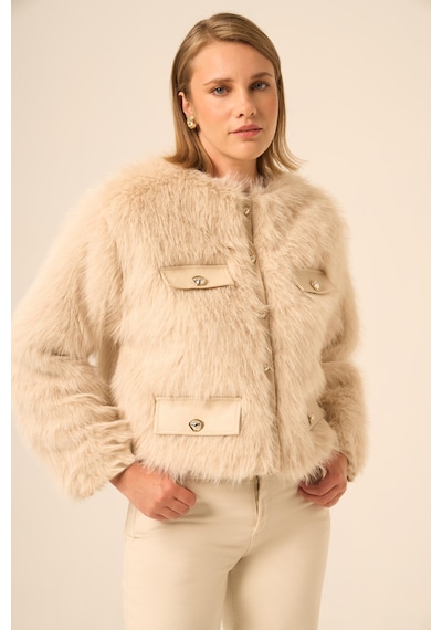 Ftz Women Kadın Peluş Mont Beige 31241 Beige