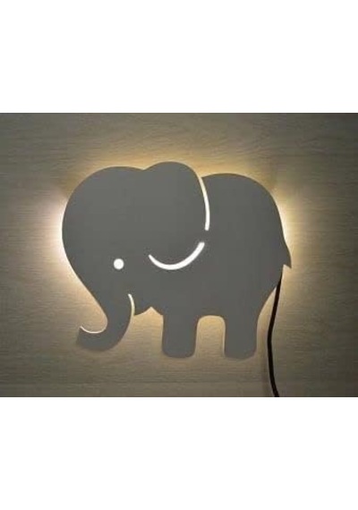 Fil Gece Lambası Çocuk Odası Bebek Odası Dekoratif Led Aydınlatma 30 Cm Ahşap