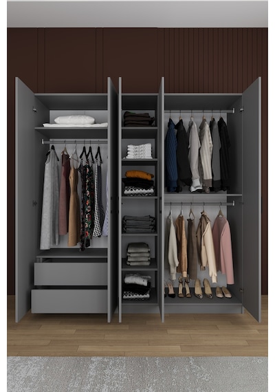Asra Trend Yatak Odası Takımı 5 Parça %100 Mdf Gardırop Şifonyer Makyaj Masası Komodin Ytk02