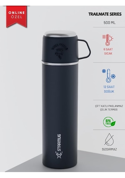 Trailmate Serisi Bardaklı 500 Ml Çelik Termos Açık Gri 30590277