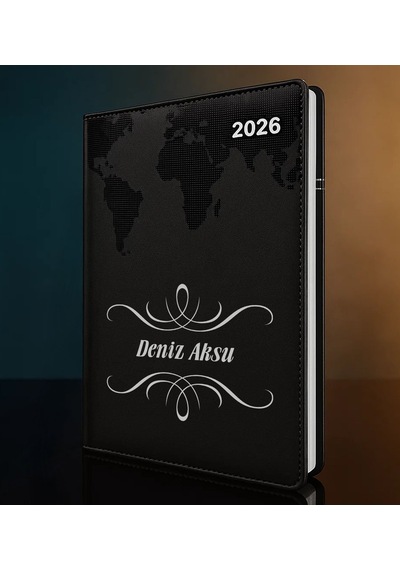 Bk Gift Kişiye Özel İsimli Termo Sert Kapak 2026 Siyah Ajanda -1, Öğretmenler Günü Hediyesi, Yeni İş Hediyesi 35287 Bk Gift Renkli