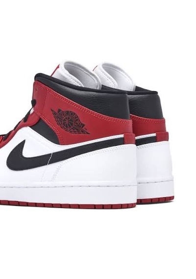 Nike Air Jordan 1 Mid Chicago Basketbol Ayakkabısı Beyaz - Kırmızı - Siyah