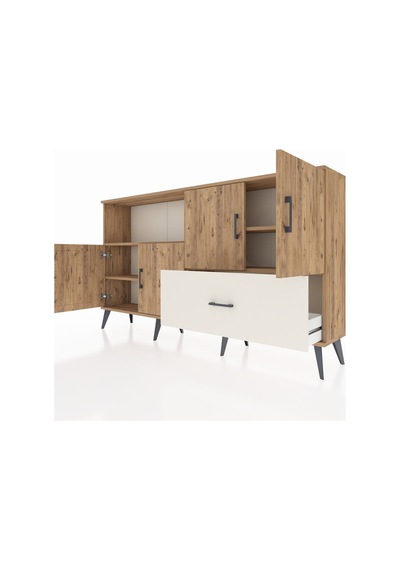 Arges Konsol 4 Raflı Tek Çekmeceli 4 Kapaklı 176x30x99 Çam-çam/ay Çam-çam/aytaşı Arges Konsol 4 Raflı Tek Çekmeceli 4 Kapaklı 176x30x99 Çam-çam/ay Çam-çam/aytaşı