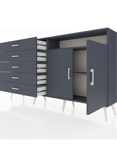 Arges Konsol 2 Raflı 5 Çekmeceli 2 Kapaklı 176x30x99 Antrasit-ant Antrasit-antrasit Arges Konsol 2 Raflı 5 Çekmeceli 2 Kapaklı 176x30x99 Antrasit-ant Antrasit-antrasit