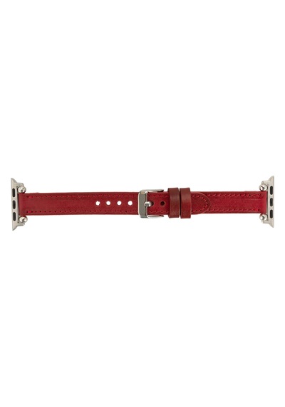 Bloomband Signature Crimson Red Leather Apple Uyumlu Watch Band - 44/45/46/49mm