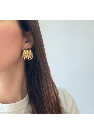 Çelik 6 Halkalı Küpe Gold