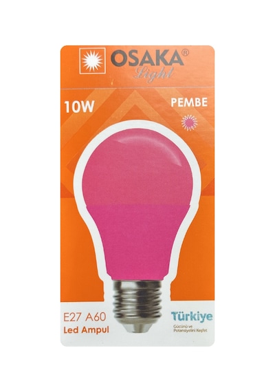 1 Adet Osaka 10w Pembe Işık E27 Duylu Kalın Duy Led Ampul