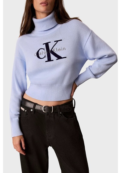 Calvin Klein Logolu % 100 Pamuk Balıkçı Yaka Kazak Lv047h329gc3q Kadın Kazak Lv047h329g C3q Lila