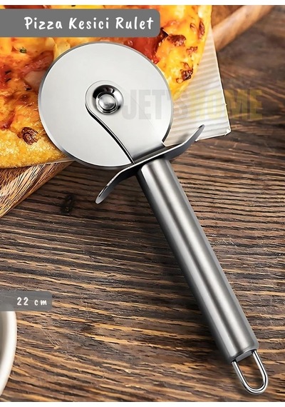 Pizza Kesici Paslanmaz Börek Kesici Çelik Pizza Tatlı Kesici Bıçağı Orta Çap 6,5 Cm Gri