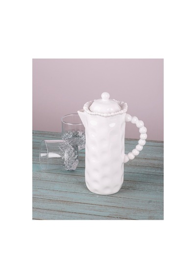 Beyaz Porselen 1000 Ml Yağdanlılk Sütlük Sürahi Beyaz