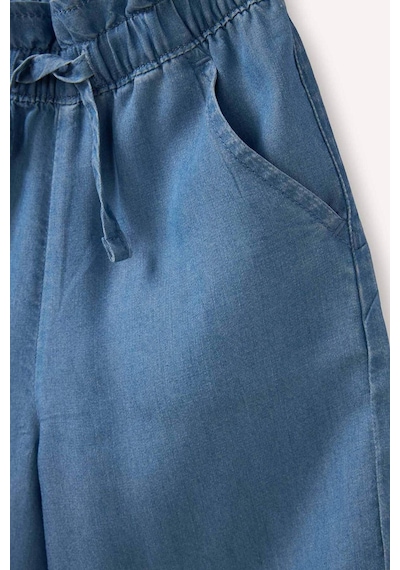Defacto Paperbag Geniş Paça Pamuklu Pantolon Kız Bebek G9016a526spnm28 Mavi-nm28