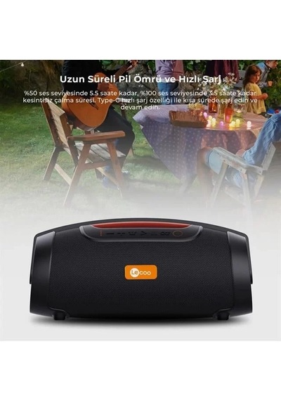 Hubrendy Sh Lenovo Lecoo Ds151 80w Güçlü Ses Kablosuz Bluetooth 5.0 Rgb Boombox Hoparlör