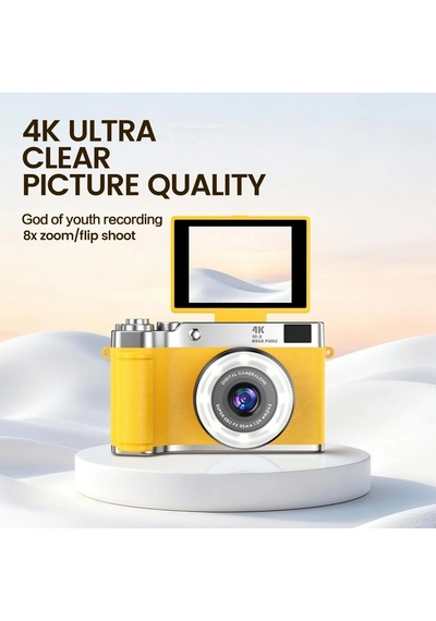 Ers- 4k Çantalı Dijital Retro Video Kamera 48mp 16x Zoom Işıklı 32gb Kart Dijital Fotoğraf Makinesi Pembe