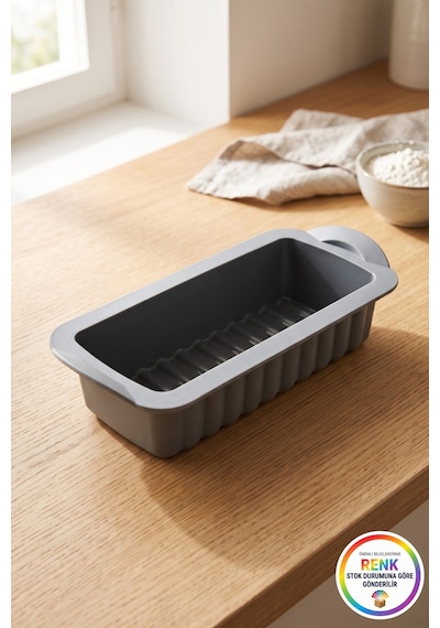 Silikon Baton Kek Kalıbı Kulplu Yapışmaz Kolay Çıkan Ekmek Kek Pasta Kalıbı 28x11x6 Cm Çok Renkli