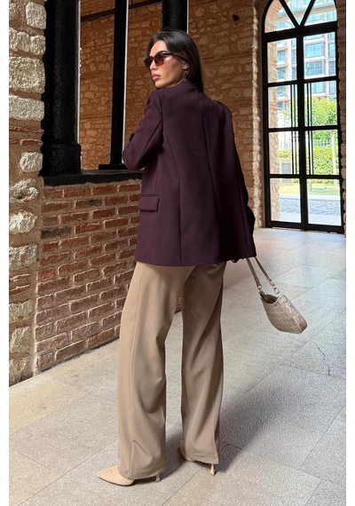 Madmext Mürdüm Astarlı Kadın Blazer Ceket Mg2508 Mürdüm
