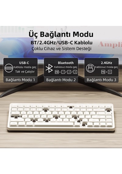 Nuphy Node75 Tri-mode Custom Mekanik Oyuncu Klavyesi Beyaz-blush Nano