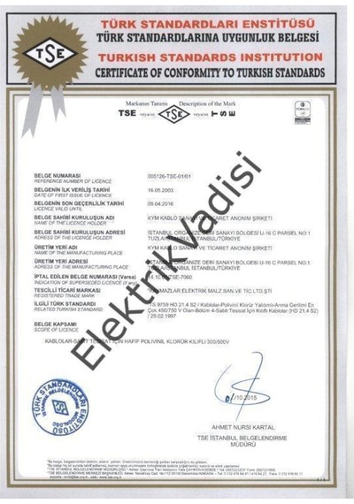 Kym Kablo 1.5 Nya Tam Bakır H07V-U Tse 100 Metre