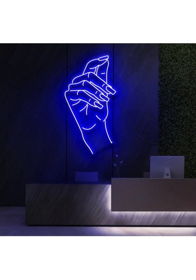 El Figürlü Neon Tabela Mavi