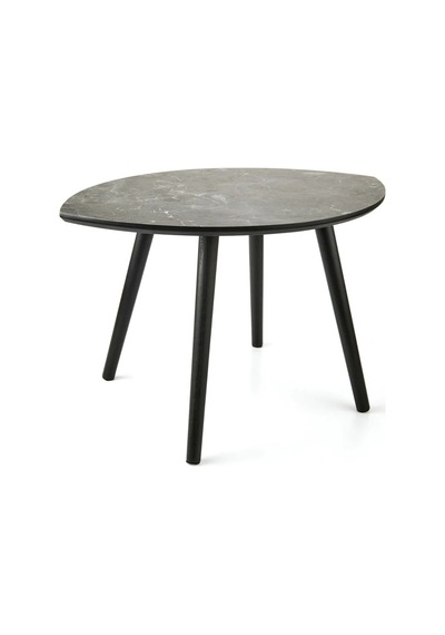 Mermer Desenli Oval Model Sehpa Siyah 70x47x42 Cm Atlantik Çam