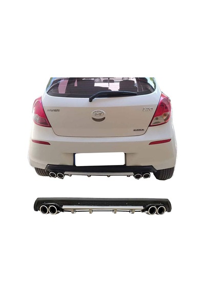 Hyundai İ20 Gri Difüzör Çiftli Yuvarlak Egzoz Görünümlü D Tip Difizör Uyumlu