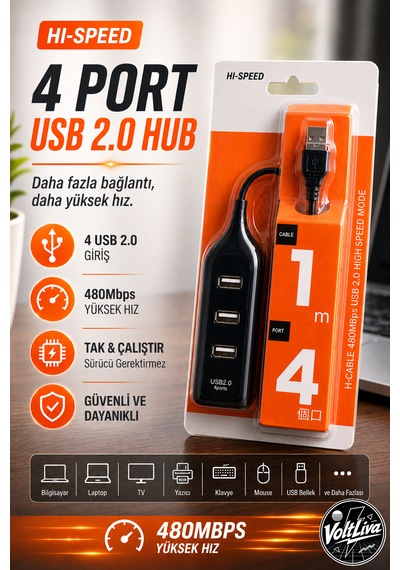 Usb Çoğaltıcı Usb 2.0 - 4 Port - Siyah