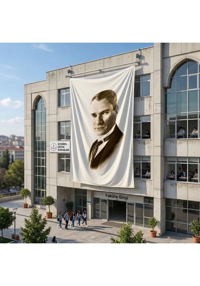 Kravatlı Takım Elbiseli Gazi Mustafa Kemal Atatürk Poster Bayrak Raşel Kumaş 6x9 Metre Ata31 Diğer