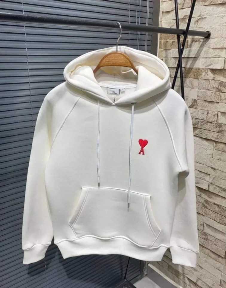 Buğrahayalin Unisex Kapşonlu Baskılı Sweetshirt - Beyaz