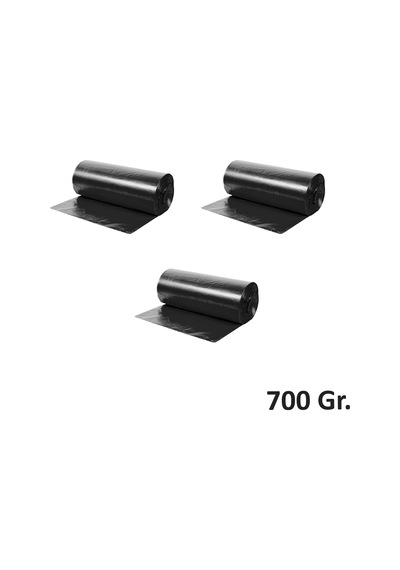 Endüstriyel Jumbo Boy Siyah Çöp Torbası Poşeti - 700 Gr. - 90 Litre - 80 X 110 Cm / 10 Adetlik 3 Rulo