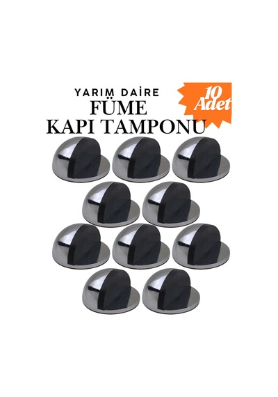 10 Adet Füme Yarım Daire Yapışkanlı Kapı Tamponu Kapı Stoperi Metal Kapı Stopu Durdurucu