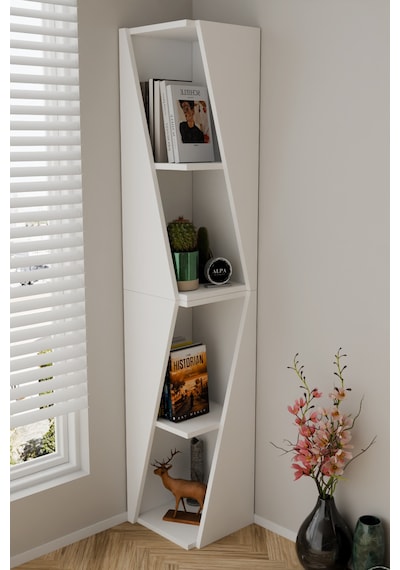 Modern Çok Amaçlı 90 Cm 2 Raflı Köşe Kitaplık Dekoratif Salon Rafı Çok Amaçlı Düzenleyici Organizer Beyaz Modern Çok Amaçlı 90 Cm 2 Raflı Köşe Kitaplık Dekoratif Salon Rafı Çok Amaçlı Düzenleyici Organizer Beyaz