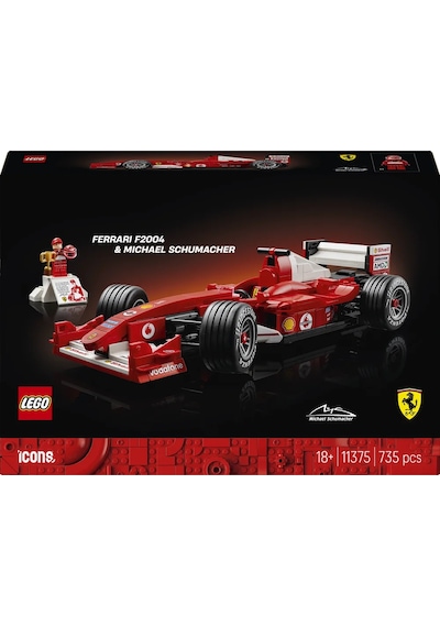 LEGO® Icons Ferrari F2004 ve Michael Schumacher 11375 - Yetişkinler için Sergileme Standı İçeren Model Yapım Seti (735 Parça)