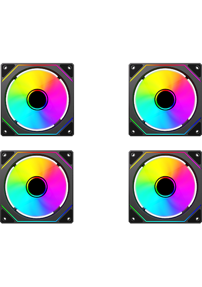 4 Adet 120x120x25mm Double Ring Aynalı Argb 12cm Kasa Fanı Siyah