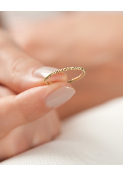 Debora Jewelry 14 Ayar Altın Minimal İnce Top Yüzük