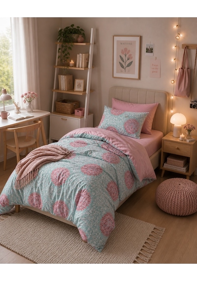Mystory Home Lastikli Çarşaflı Tek Kişilik Nevresim Elegant Mint Mint Mor