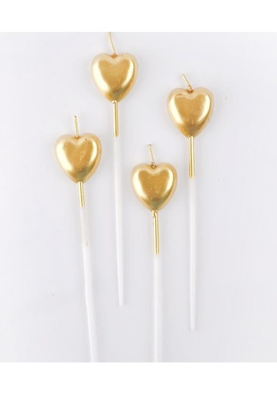 4'lü Kalp Gold Mum Gold
